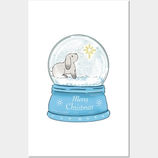 Christmas bunny snowglobe Posters and Art